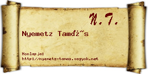 Nyemetz Tamás névjegykártya